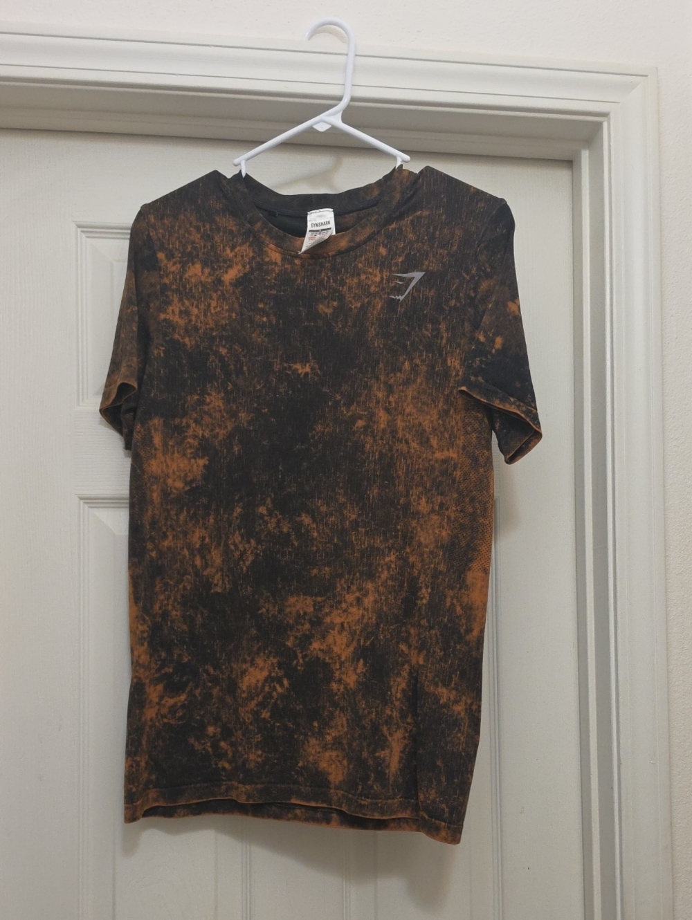 Gymshark Black & Orange Acid Wash Short Sleeve Tee
